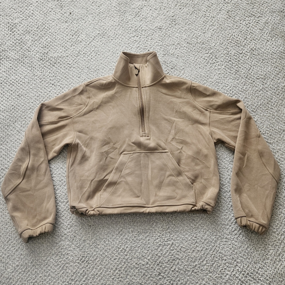 LULULEMON Brushed Softstreme Half Zip Filbert Tan Size 2 - Picture 2 of 9